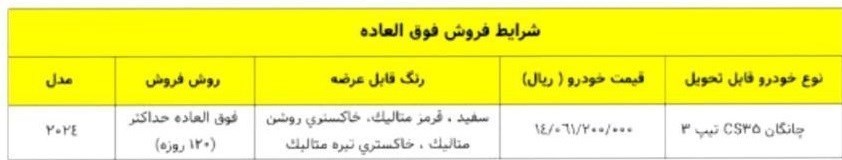 فروش فوق العاده چانگان CS35 مدل 2024 (آبان 1403)