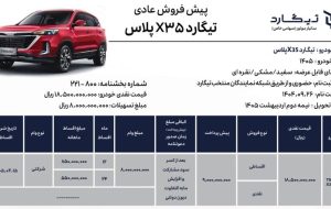 آخرین شرایط فروش تیگارد x35 پلاس نقد و اقساطی
